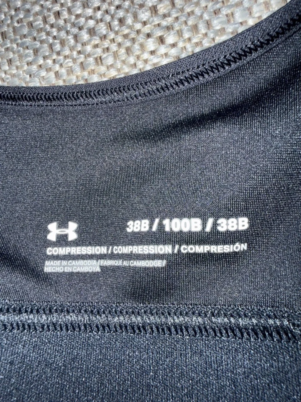 Under Armour Black Padded Racerback Sports Bra with Logo Band - Picture 2 of 5